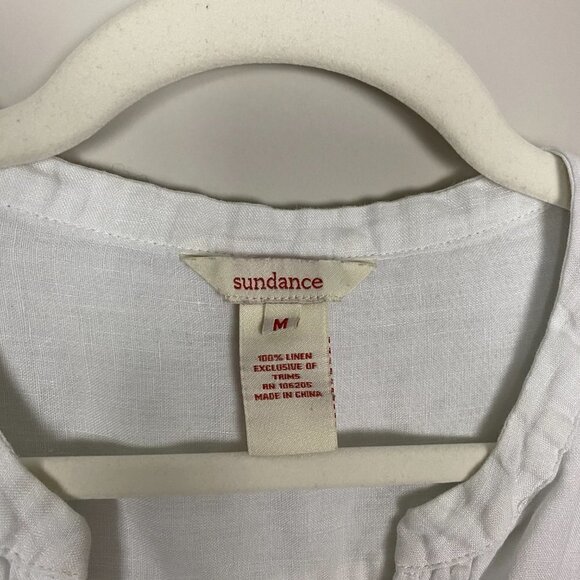 Sundance Linen Tunic Shirt Mother of Pearl Buttons Womens Medium White - Picture 3 of 6